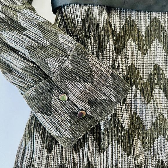 Banana Republic Chevron Boatneck Lurex Dress Black Gold Size 8 Holiday Party - Picture 4 of 11